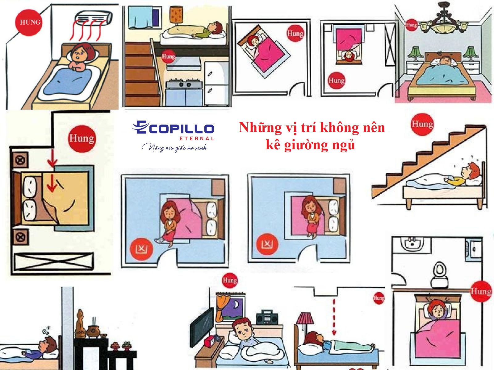 Những vị trí không nên kê giường ngủ